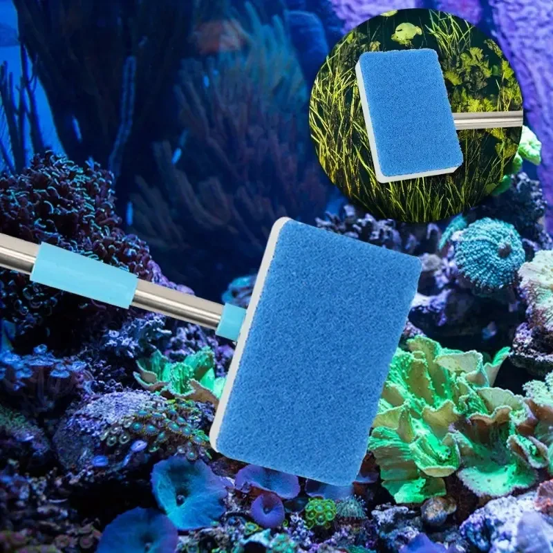 Marine Aquarium Glass Cleaner - 180 ° Limpiador de mango telescópico